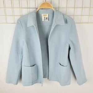 Talbots Baby Blue Pure Wool Open Front Vintage Blazer